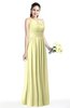 ColsBM Cherish Wax Yellow Traditional A-line Jewel Sleeveless Zipper Sash Bridesmaid Dresses