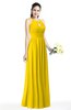 ColsBM Cherish Yellow Traditional A-line Jewel Sleeveless Zipper Sash Bridesmaid Dresses
