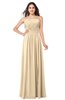 ColsBM Giuliana Apricot Gelato Mature A-line Sleeveless Half Backless Floor Length Ruching Plus Size Bridesmaid Dresses