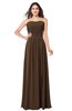 ColsBM Giuliana Chocolate Brown Mature A-line Sleeveless Half Backless Floor Length Ruching Plus Size Bridesmaid Dresses