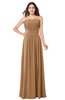 ColsBM Giuliana Light Brown Mature A-line Sleeveless Half Backless Floor Length Ruching Plus Size Bridesmaid Dresses