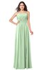 ColsBM Giuliana Light Green Mature A-line Sleeveless Half Backless Floor Length Ruching Plus Size Bridesmaid Dresses