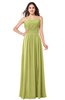 ColsBM Giuliana Linden Green Mature A-line Sleeveless Half Backless Floor Length Ruching Plus Size Bridesmaid Dresses