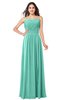 ColsBM Giuliana Mint Green Mature A-line Sleeveless Half Backless Floor Length Ruching Plus Size Bridesmaid Dresses