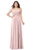 ColsBM Giuliana Pastel Pink Mature A-line Sleeveless Half Backless Floor Length Ruching Plus Size Bridesmaid Dresses