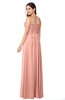 ColsBM Giuliana Peach Mature A-line Sleeveless Half Backless Floor Length Ruching Plus Size Bridesmaid Dresses