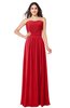 ColsBM Giuliana Red Mature A-line Sleeveless Half Backless Floor Length Ruching Plus Size Bridesmaid Dresses