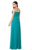 ColsBM Giuliana Teal Mature A-line Sleeveless Half Backless Floor Length Ruching Plus Size Bridesmaid Dresses