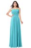 ColsBM Giuliana Turquoise Mature A-line Sleeveless Half Backless Floor Length Ruching Plus Size Bridesmaid Dresses