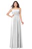 ColsBM Giuliana White Mature A-line Sleeveless Half Backless Floor Length Ruching Plus Size Bridesmaid Dresses