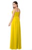 ColsBM Giuliana Yellow Mature A-line Sleeveless Half Backless Floor Length Ruching Plus Size Bridesmaid Dresses