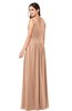 ColsBM Lucia Almost Apricot Sexy A-line V-neck Zipper Floor Length Ruching Plus Size Bridesmaid Dresses