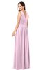 ColsBM Lucia Baby Pink Sexy A-line V-neck Zipper Floor Length Ruching Plus Size Bridesmaid Dresses