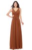 ColsBM Lucia Bombay Brown Sexy A-line V-neck Zipper Floor Length Ruching Plus Size Bridesmaid Dresses