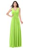 ColsBM Lucia Bright Green Sexy A-line V-neck Zipper Floor Length Ruching Plus Size Bridesmaid Dresses