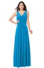 ColsBM Lucia Cornflower Blue Sexy A-line V-neck Zipper Floor Length Ruching Plus Size Bridesmaid Dresses