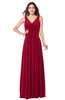ColsBM Lucia Dark Red Sexy A-line V-neck Zipper Floor Length Ruching Plus Size Bridesmaid Dresses