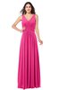 ColsBM Lucia Fandango Pink Sexy A-line V-neck Zipper Floor Length Ruching Plus Size Bridesmaid Dresses