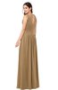 ColsBM Lucia Indian Tan Sexy A-line V-neck Zipper Floor Length Ruching Plus Size Bridesmaid Dresses