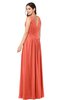 ColsBM Lucia Living Coral Sexy A-line V-neck Zipper Floor Length Ruching Plus Size Bridesmaid Dresses