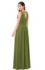 ColsBM Lucia Olive Green Sexy A-line V-neck Zipper Floor Length Ruching Plus Size Bridesmaid Dresses