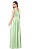 ColsBM Lucia Pale Green Sexy A-line V-neck Zipper Floor Length Ruching Plus Size Bridesmaid Dresses