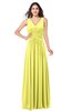 ColsBM Lucia Pale Yellow Sexy A-line V-neck Zipper Floor Length Ruching Plus Size Bridesmaid Dresses