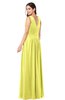 ColsBM Lucia Pale Yellow Sexy A-line V-neck Zipper Floor Length Ruching Plus Size Bridesmaid Dresses