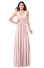 ColsBM Lucia Pastel Pink Sexy A-line V-neck Zipper Floor Length Ruching Plus Size Bridesmaid Dresses