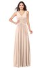 ColsBM Lucia Peach Puree Sexy A-line V-neck Zipper Floor Length Ruching Plus Size Bridesmaid Dresses