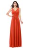 ColsBM Lucia Persimmon Sexy A-line V-neck Zipper Floor Length Ruching Plus Size Bridesmaid Dresses