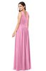 ColsBM Lucia Pink Sexy A-line V-neck Zipper Floor Length Ruching Plus Size Bridesmaid Dresses