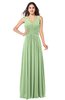 ColsBM Lucia Sage Green Sexy A-line V-neck Zipper Floor Length Ruching Plus Size Bridesmaid Dresses