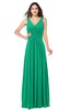ColsBM Lucia Sea Green Sexy A-line V-neck Zipper Floor Length Ruching Plus Size Bridesmaid Dresses