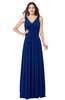 ColsBM Lucia Sodalite Blue Sexy A-line V-neck Zipper Floor Length Ruching Plus Size Bridesmaid Dresses