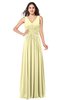 ColsBM Lucia Soft Yellow Sexy A-line V-neck Zipper Floor Length Ruching Plus Size Bridesmaid Dresses