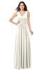 ColsBM Lucia Whisper White Sexy A-line V-neck Zipper Floor Length Ruching Plus Size Bridesmaid Dresses