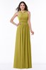 ColsBM Marie Golden Olive Plain A-line Jewel Sleeveless Chiffon Bridesmaid Dresses