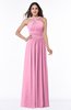 ColsBM Marie Pink Plain A-line Jewel Sleeveless Chiffon Bridesmaid Dresses
