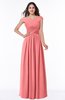 ColsBM Wendy Coral Classic A-line Off-the-Shoulder Sleeveless Zip up Floor Length Plus Size Bridesmaid Dresses