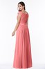 ColsBM Wendy Coral Classic A-line Off-the-Shoulder Sleeveless Zip up Floor Length Plus Size Bridesmaid Dresses
