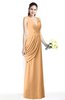 ColsBM Nora Apricot Elegant A-line V-neck Sleeveless Zip up Sash Plus Size Bridesmaid Dresses