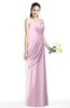 ColsBM Nora Baby Pink Elegant A-line V-neck Sleeveless Zip up Sash Plus Size Bridesmaid Dresses