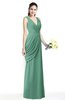 ColsBM Nora Beryl Green Elegant A-line V-neck Sleeveless Zip up Sash Plus Size Bridesmaid Dresses