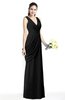 ColsBM Nora Black Elegant A-line V-neck Sleeveless Zip up Sash Plus Size Bridesmaid Dresses