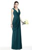 ColsBM Nora Blue Green Elegant A-line V-neck Sleeveless Zip up Sash Plus Size Bridesmaid Dresses