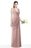 ColsBM Nora Blush Pink Elegant A-line V-neck Sleeveless Zip up Sash Plus Size Bridesmaid Dresses