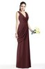 ColsBM Nora Burgundy Elegant A-line V-neck Sleeveless Zip up Sash Plus Size Bridesmaid Dresses