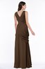 ColsBM Nora Chocolate Brown Elegant A-line V-neck Sleeveless Zip up Sash Plus Size Bridesmaid Dresses