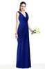 ColsBM Nora Electric Blue Elegant A-line V-neck Sleeveless Zip up Sash Plus Size Bridesmaid Dresses